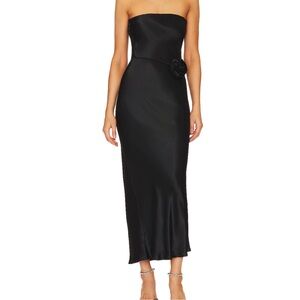 Black Angel Rosette Midi Dress